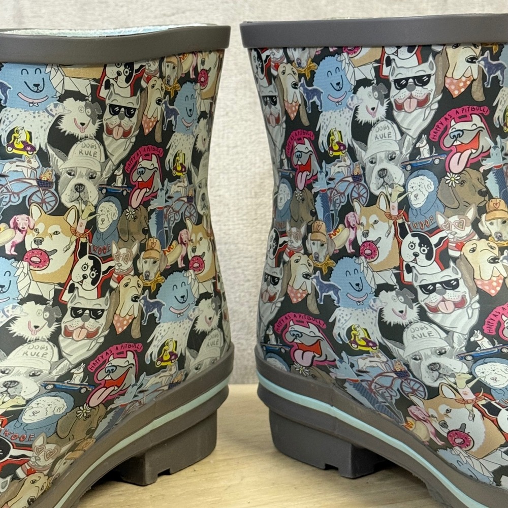 Skechers BOBS for Dogs Rain Boots Multi Color Dog Print 113154 GYMT Womens 7 - Picture 10 of 16